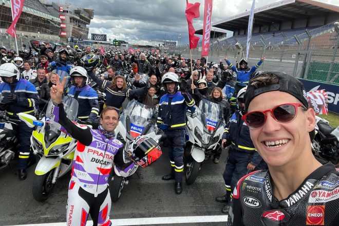 木曜日に行われたプレイベントに参加したファビオ・クアルタラロ、ヨハン・ザルコ／2023MotoGP第5戦フランスGP