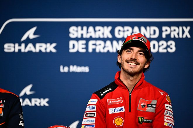 プレスカンファレンスに出席したフランセスコ・バニャイア（ドゥカティ・レノボ・チーム）／2023MotoGP第5戦フランスGP