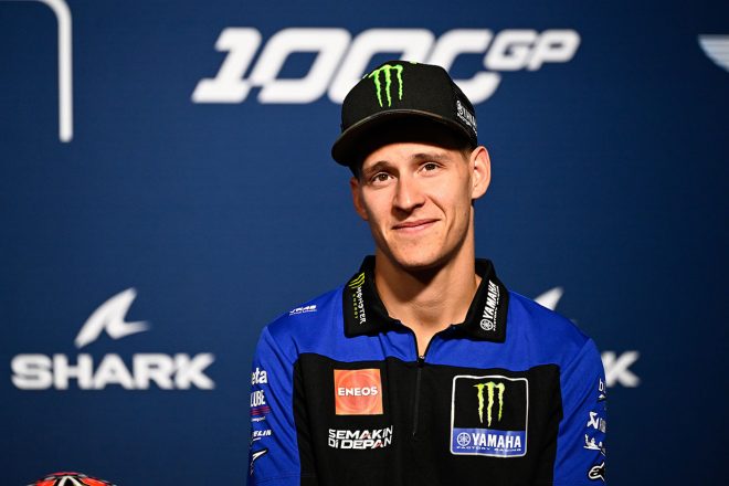プレスカンファレンスに出席したファビオ・クアルタラロ（モンスターエナジー・ヤマハMotoGP）／2023MotoGP第5戦フランスGP