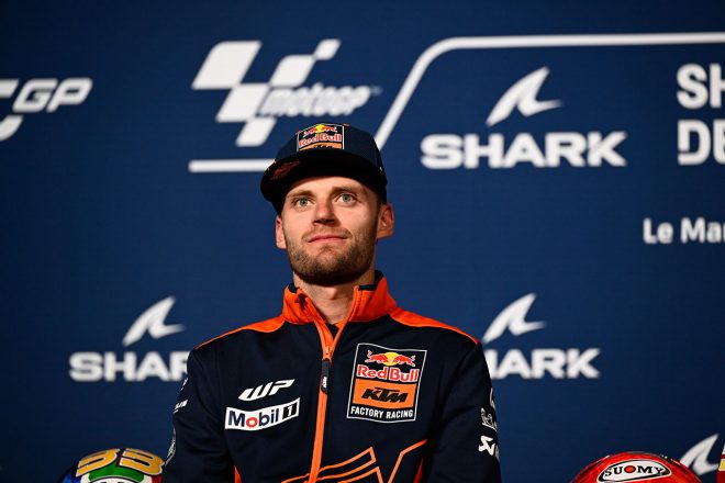 プレスカンファレンスに出席したブラッド・ビンダー（レッドブルKTMファクトリー・レーシング）／2023MotoGP第5戦フランスGP