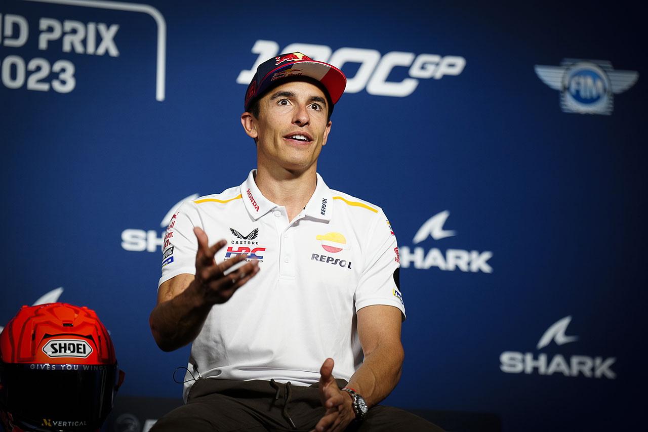 プレスカンファレンスに出席したマルク・マルケス（レプソル・ホンダ・チーム）／2023MotoGP第5戦フランスGP