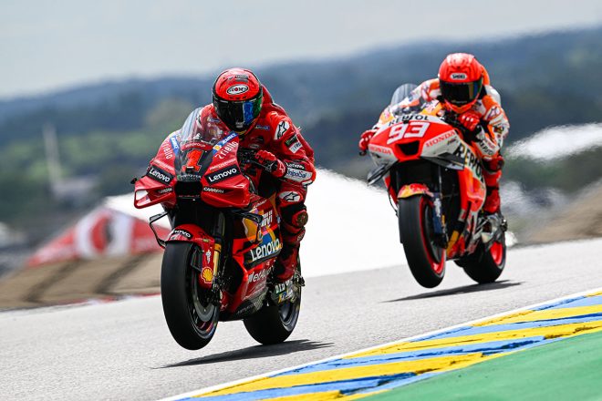 フランセスコ・バニャイア（ドゥカティ・レノボ・チーム）とマルク・マルケス（レプソル・ホンダ・チーム）／2023MotoGP第5戦フランスGP 初日