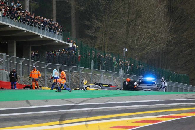 WEC第3戦スパ、オー・ルージュで高速クラッシュを喫して大破した3号車キャデラックVシリーズ.R