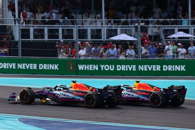2023年F1第5戦マイアミGP　マックス・フェルスタッペン、セルジオ・ペレス（レッドブル）