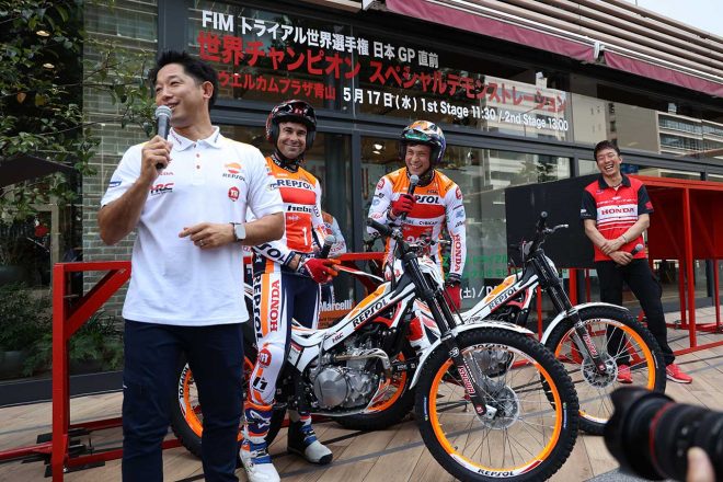 藤波貴久監督、トニー・ボウ、ガブリエル・マルセリ（レプソル・ホンダ・チーム）
