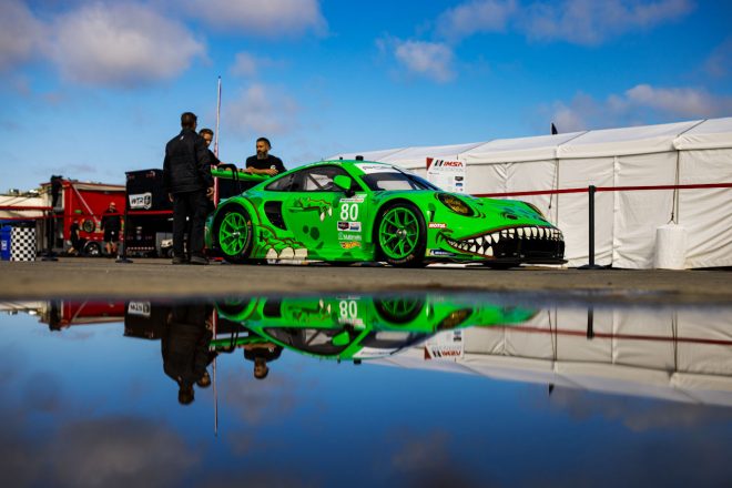 IMSAウェザーテック・スポーツカー選手権のGTDクラスに参戦しているAOレーシングの80号車“Rexy”ポルシェ911 GT3 R