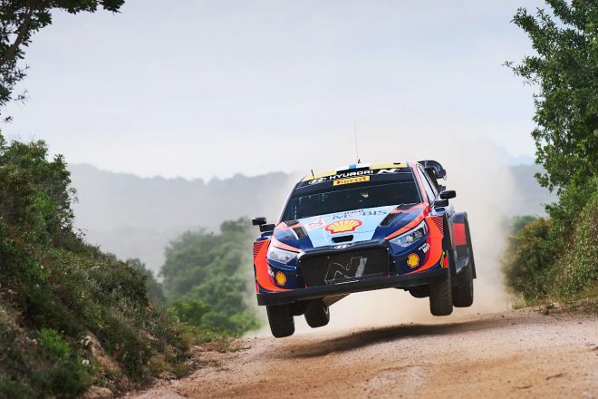 2位フィニッシュで3戦連続の表彰台獲得を達成したエサペッカ・ラッピ／ヤンネ・フェルム組（ヒョンデi20 Nラリー1）　2023年WRC第6戦ラリー・イタリア・サルディニア