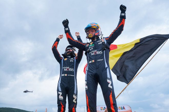 サルディニアで2023年シーズン初優勝を飾ったティエリー・ヌービル／マルティン・ウィダグ組（ヒョンデi20 Nラリー1）