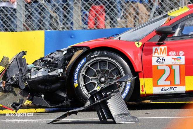 大破したAFコルセ21号車フェラーリ488 GTE Evo