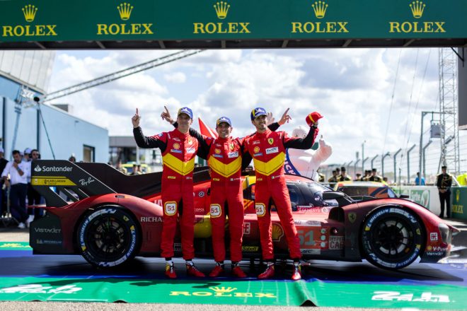 優勝した51号車フェラーリ499P（アレッサンドロ・ピエール・グイディ／ジェームス・カラド／アントニオ・ジョビナッツィ組）　2023年WEC第4戦ル・マン24時間レース