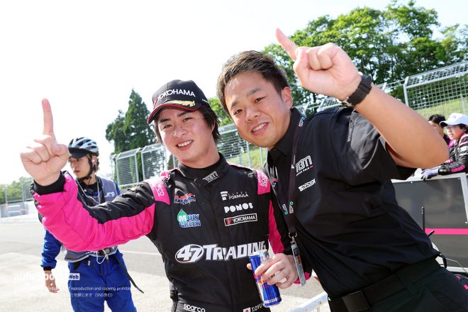 2023スーパーフォーミュラ第5戦SUGO　大湯都史樹と池田和広チーム代表（TGM Grand Prix）