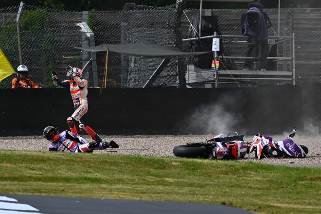 P2でのマルク・マルケスとヨハン・ザルコのクラッシュ／2023MotoGP第7戦ドイツGP 初日