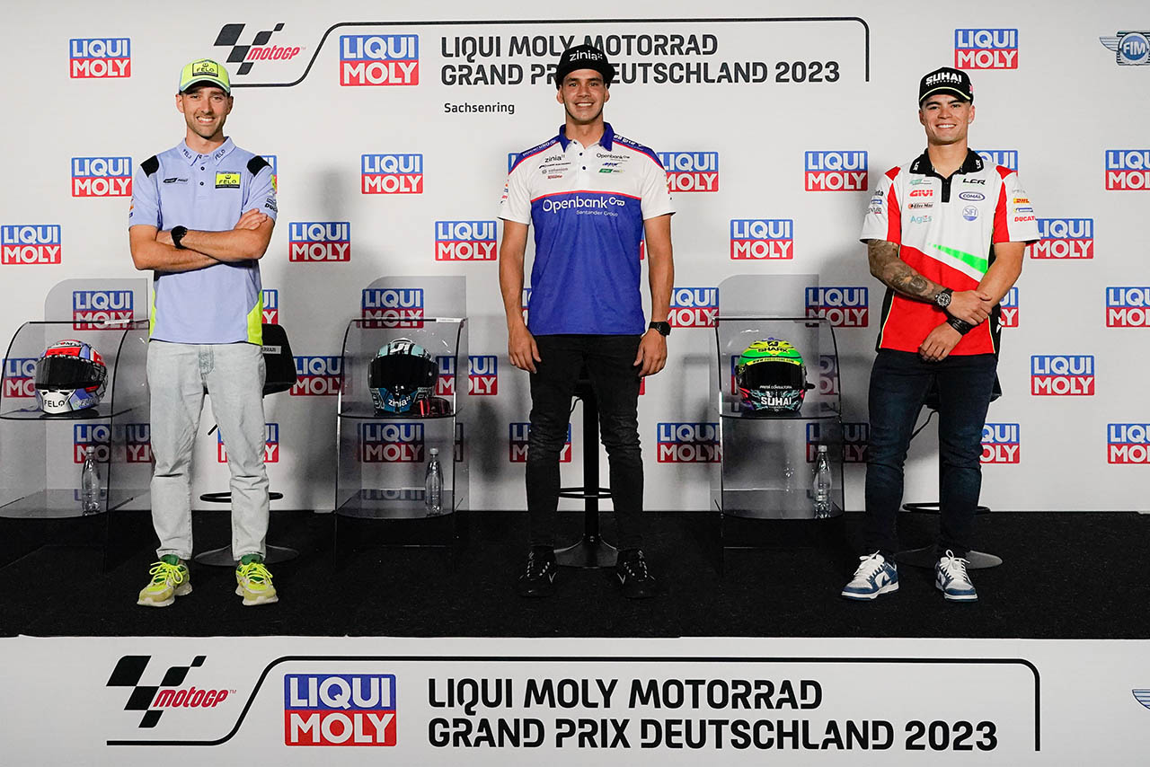 MotoE：2023MotoGP第7戦ドイツGPのプレスカンファレンスに出席したライダー
