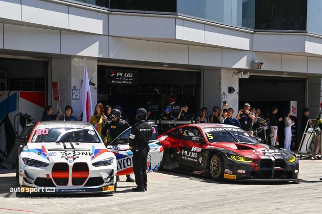 2023GTWCアジア第3戦富士　50号車BMW M4 GT4と5号車BMW M4 GT3
