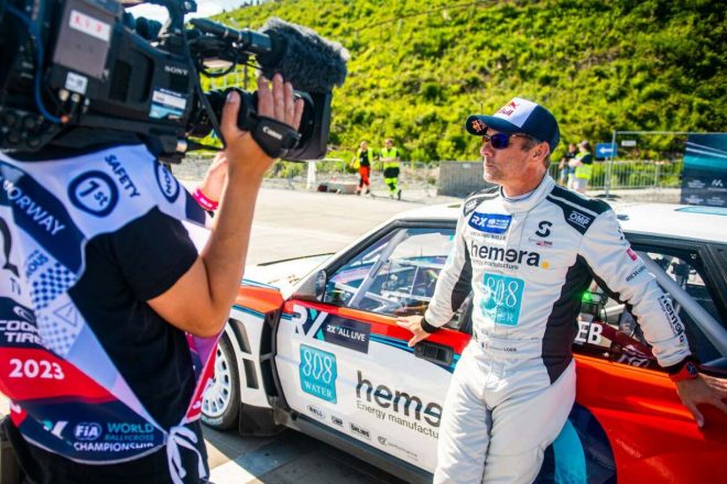 初日スーパーポールこそ3番手をマークしたセバスチャン・ローブ（Lancia Delta Evo-e RX）だが、ファイナル進出も6位（実質5位）が精一杯に