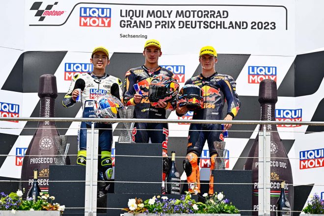 Moto3：表彰式の様子／2023MotoGP第7戦ドイツGP