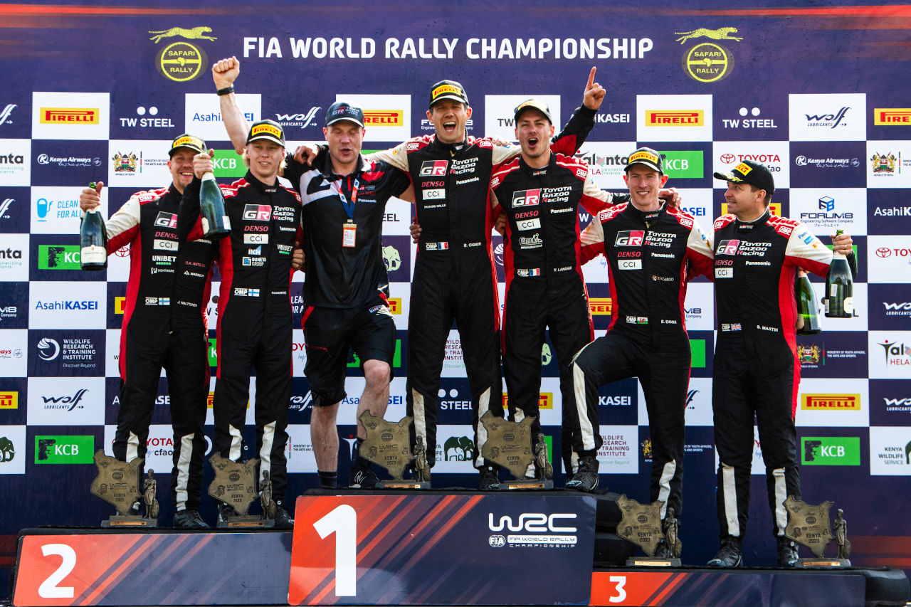 1-2-3-4フィニッシュを飾り表彰台を独占したTOYOTA GAZOO Racingワールドラリーチーム（TGR-WRT）　2023年WRC第7戦サファリ・ラリー・ケニア