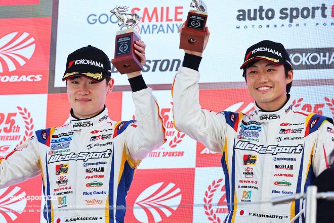 2023スーパーGT第3戦鈴鹿　優勝した国本雄資と阪口晴南（WedsSport ADVAN GR Supra）
