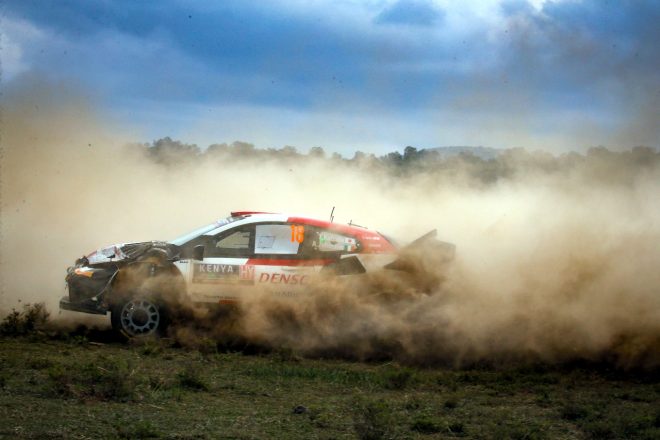左フロントのダメージはSS5でシマウマと衝突したときのもの。　2023年WRC第7戦サファリ・ラリー・ケニア