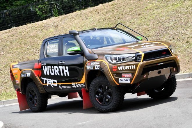 2023年仕様のカラーリングとなったウルトTRDハイラックスMSBトラス135（WÜRTH TRD HILUX MSB Tras135）のAXCR2023参戦車両