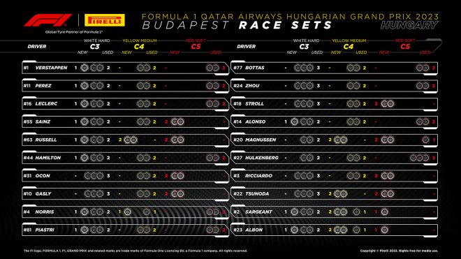 2023年F1第12戦ハンガリーGP決勝：20人のドライバーの『持ちタイヤ』