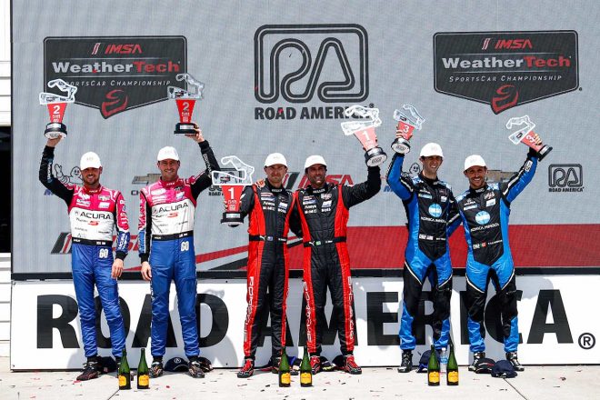 2023年IMSA第8戦ロード・アメリカのポディウムの様子
