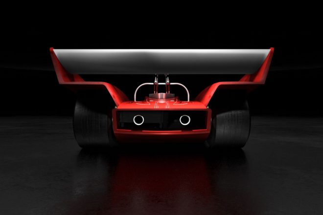 巨大なウイングを備えるロータス・タイプ66のリヤ