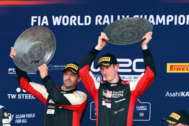 シリーズランキング2位につけているエルフィン・エバンス／スコット・マーティン組（TOYOTA GAZOO Racing WRT）　2023年WRC第9戦ラリー・フィンランド
