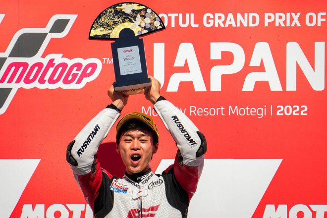 2022年MotoGP第16戦日本GPで優勝を飾ったMoto2クラスに参戦の小椋藍