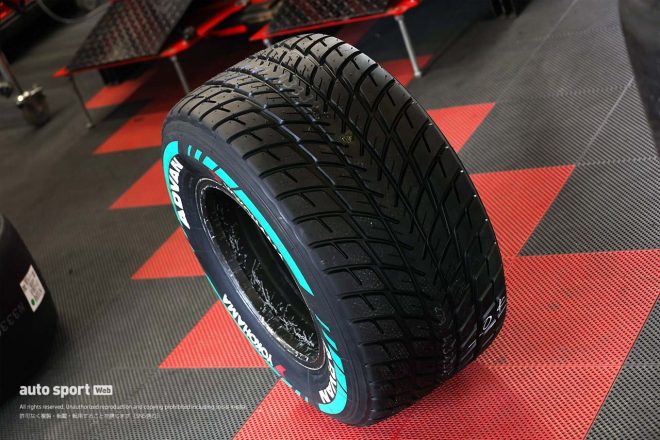 2023年6月の富士公式合同テストより投入されたサステナブル素材配合のウエットタイヤ