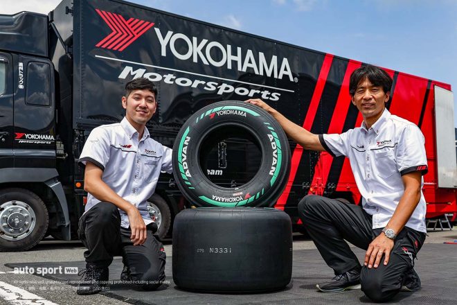 横浜ゴムMSTタイヤ開発部の坂入将太氏（左）と金子武士氏（右）