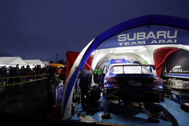 サービスパークで整備を受ける新型スバルWRX S4　2023年JRC第7戦ラリー北海道