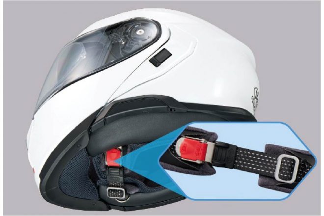 高い安全性の構造はそのままに小型・軽量化されたマイクロラチェット式チンストラップ