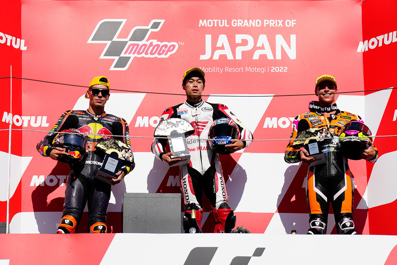 2022MotoGP第16戦日本GP Moto2決勝で優勝した小椋藍（IDEMITSU Honda Team Asia）