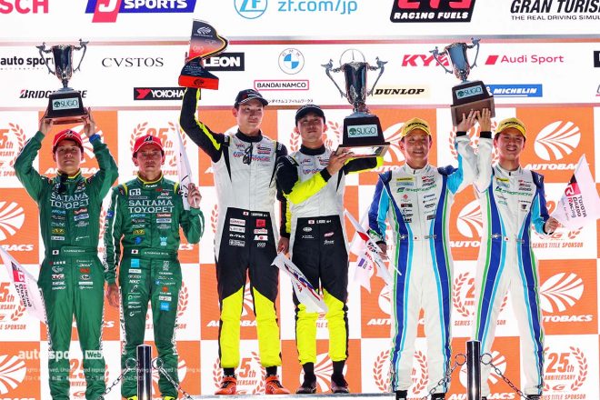 2023スーパーGT第6戦SUGO　GT300クラス暫定表彰式の様子