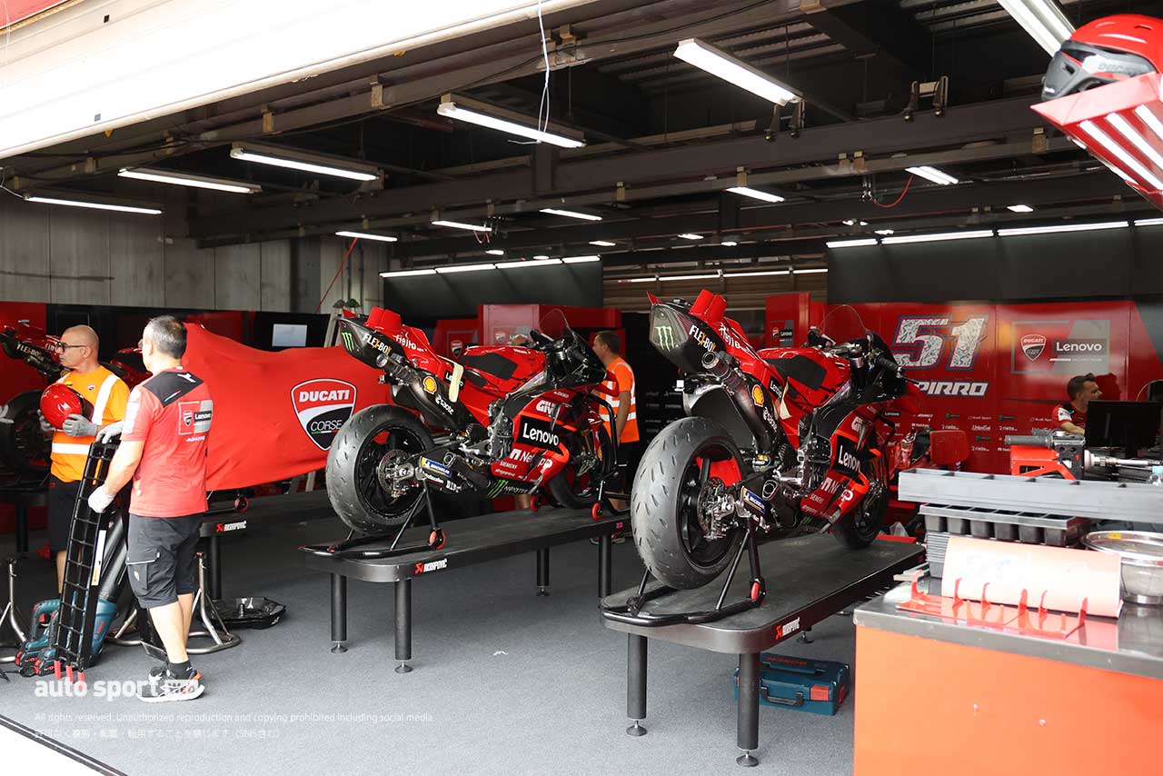 ドゥカティ・レノボ・チームのピット／2023MotoGP第14戦日本GP