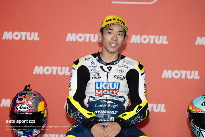 Moto3クラスで2位表彰賞台を獲得し記者会見を受ける佐々木歩夢（Liqui Moly Husqvarna Intact GP）