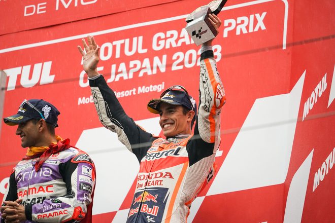 日本GPで3位表彰台を獲得したマルケス。ロマンチックなレースだったと語っていたが……