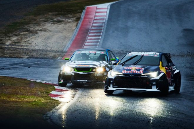 2023年FDJ第6戦岡山に参戦するカッレ・ロバンペラ（KR69 CUSCO Racing）とKANTA（LINGLONG TIRE DRIFT Team Orange／JZX100チェイサー）