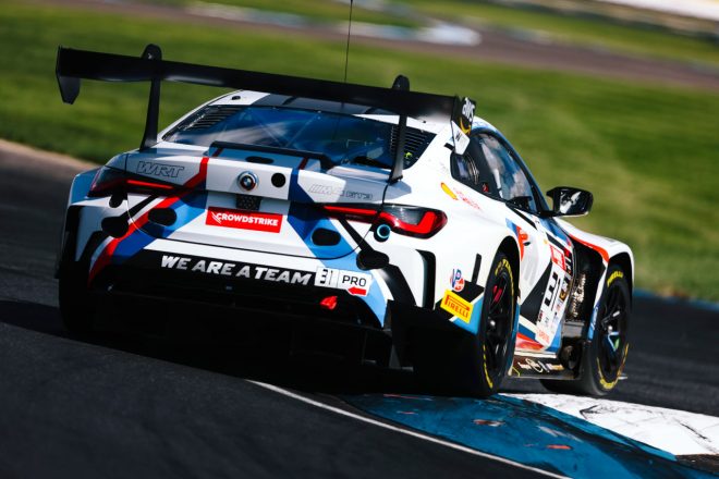 トップ走行中に他車と接触。総合14位に終わった31号車BMW M4 GT3　2023年IGTC第4戦インディアナポリス8時間