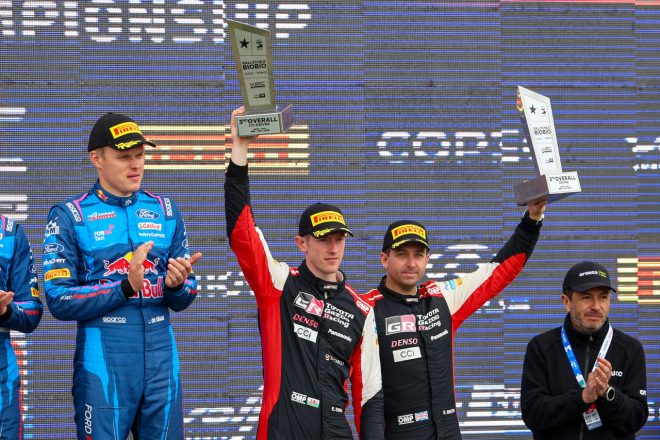 23歳の“現王者”ロバンペラから31ポイント差のランキング2位（186ポイント）につけているエルフィン・エバンス（TOYOTA GAZOO Racing WRT）　2023年WRC第11戦ラリー・チリ・ビオビオ