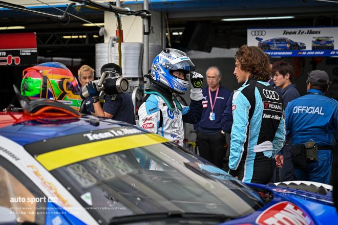 2023スーパーGT第7戦オートポリス　DOBOT Audi R8 LMSの片山義章とロベルト・メリ・ムンタン