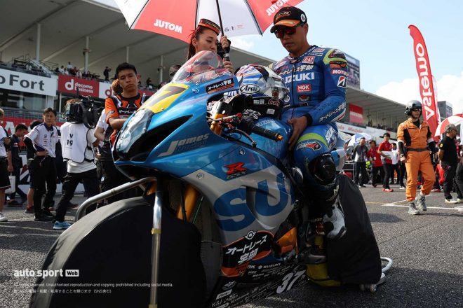 チーム・スズキ・エクスターのカラーリングでを纏うAutoRace Ube Racing TeamのスズキGSX-R1000R／2023全日本ロード第8戦鈴鹿 レース2