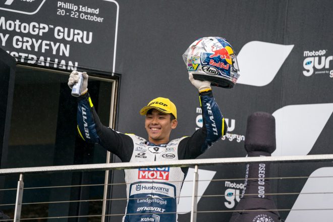Moto3：2位表彰台獲得の佐々木歩夢（Liqui Moly Husqvarna Intact GP）／2023MotoGP第16戦オーストラリアGP