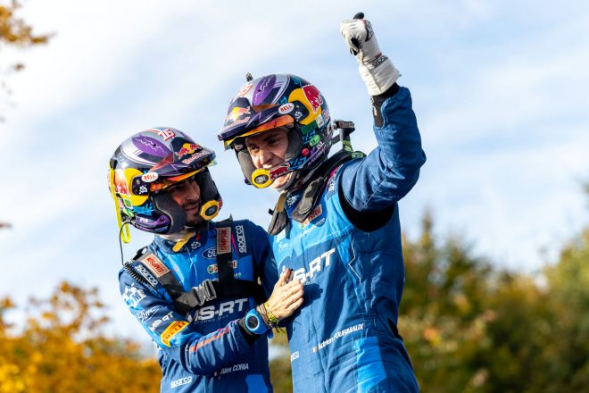 ラリー1に復帰するラリージャパンを前に、WRC2クラス優勝という最高の結果を出したアドリアン・フルモー/アレクサンドル・コリア(フォード・フィエスタ・ラリー2) 2023年WRC第12戦セントラル・ヨーロピアン・ラリー