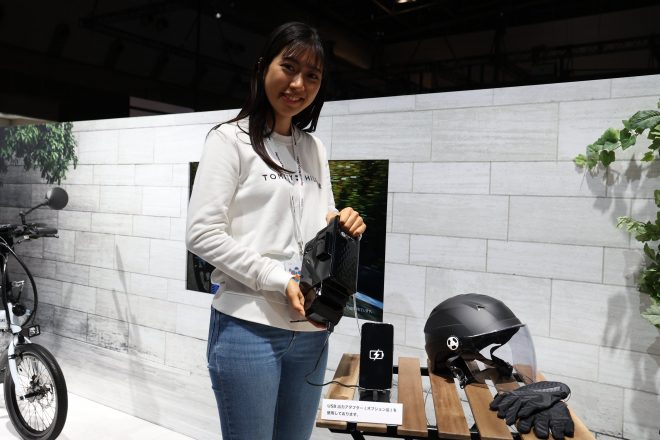 スズキのe-PO、e-choinoriのバッテリー。パナソニック製で重さは約3kg。