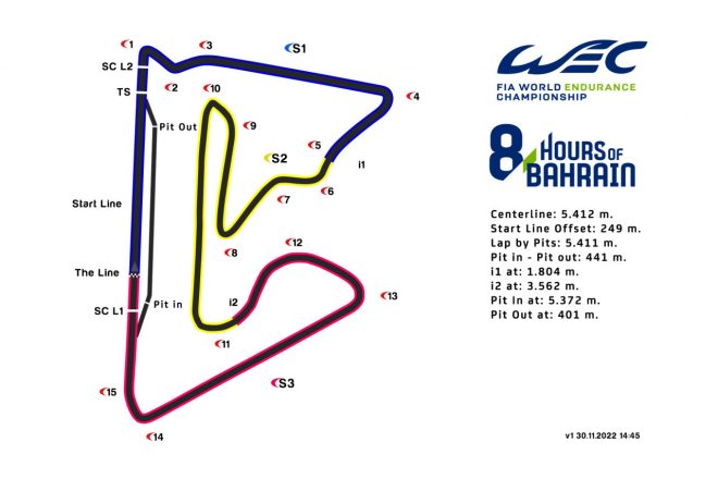 WECが発行しているバーレーン・インターナショナル・サーキットのコース図