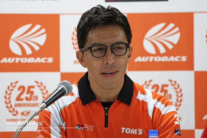 チャンピオン会見に出席した伊藤大輔監督（au TOM’S GR Supra）