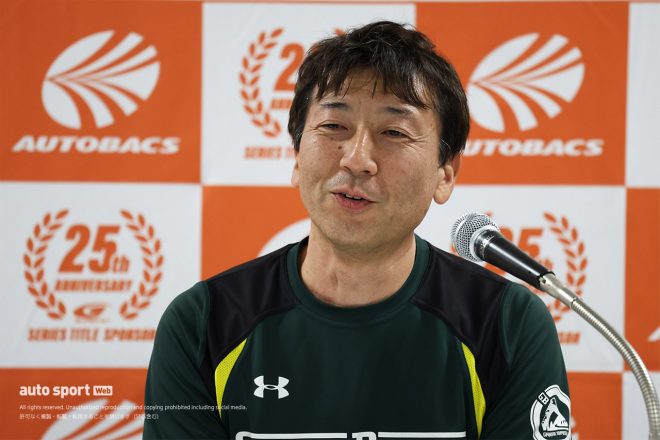 チャンピオン会見に出席した青柳浩監督（埼玉トヨペットGB GR Supra GT）
