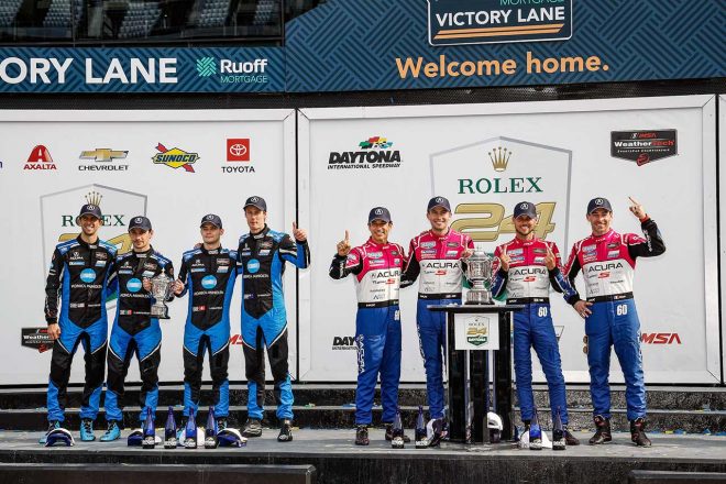 ブレンドン・ハートレーは2023年のIMSA開幕戦デイトナ24時間にWTR10号車の4人目のドライバーとして出場、2位でフィニッシュした